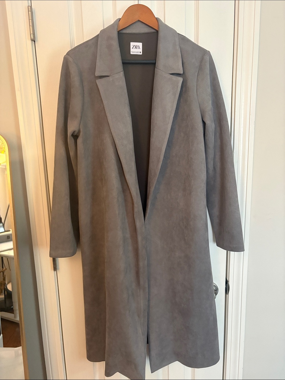 ZARA Gray Open-Front Long Coat